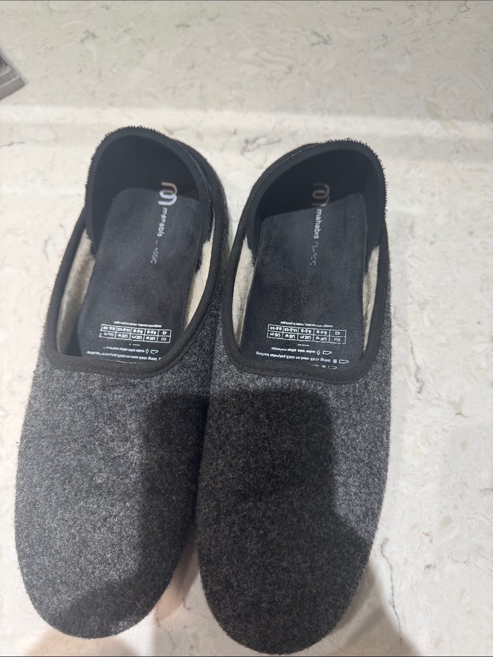 Mahabis Men's Gray Wool Slip-On Comfort Slippers